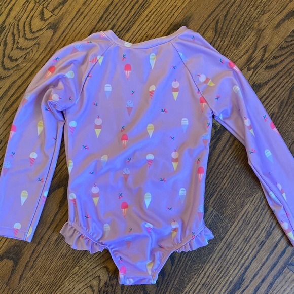 Baby Gap 4 year one piece bathing suit/rash guard. Purple ice cream cone print. - Picture 4 of 11